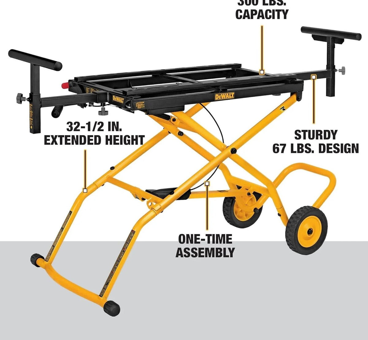 DEWALT Rolling Miter Saw Stand With Wheels, Yellow, 300 lb - DWX726