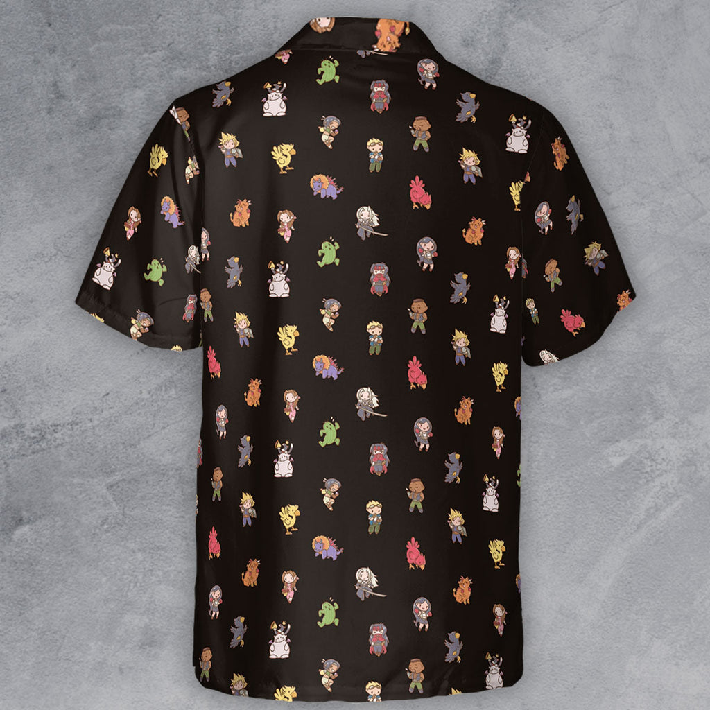 Final Fantasy Characters Pattern Button Down Shirt