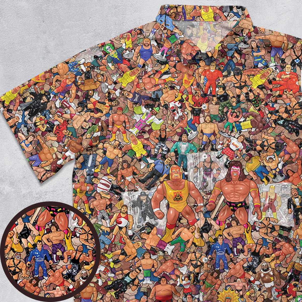Wrestling Hulk Hogan and Buddies Figures Button Down Shirt