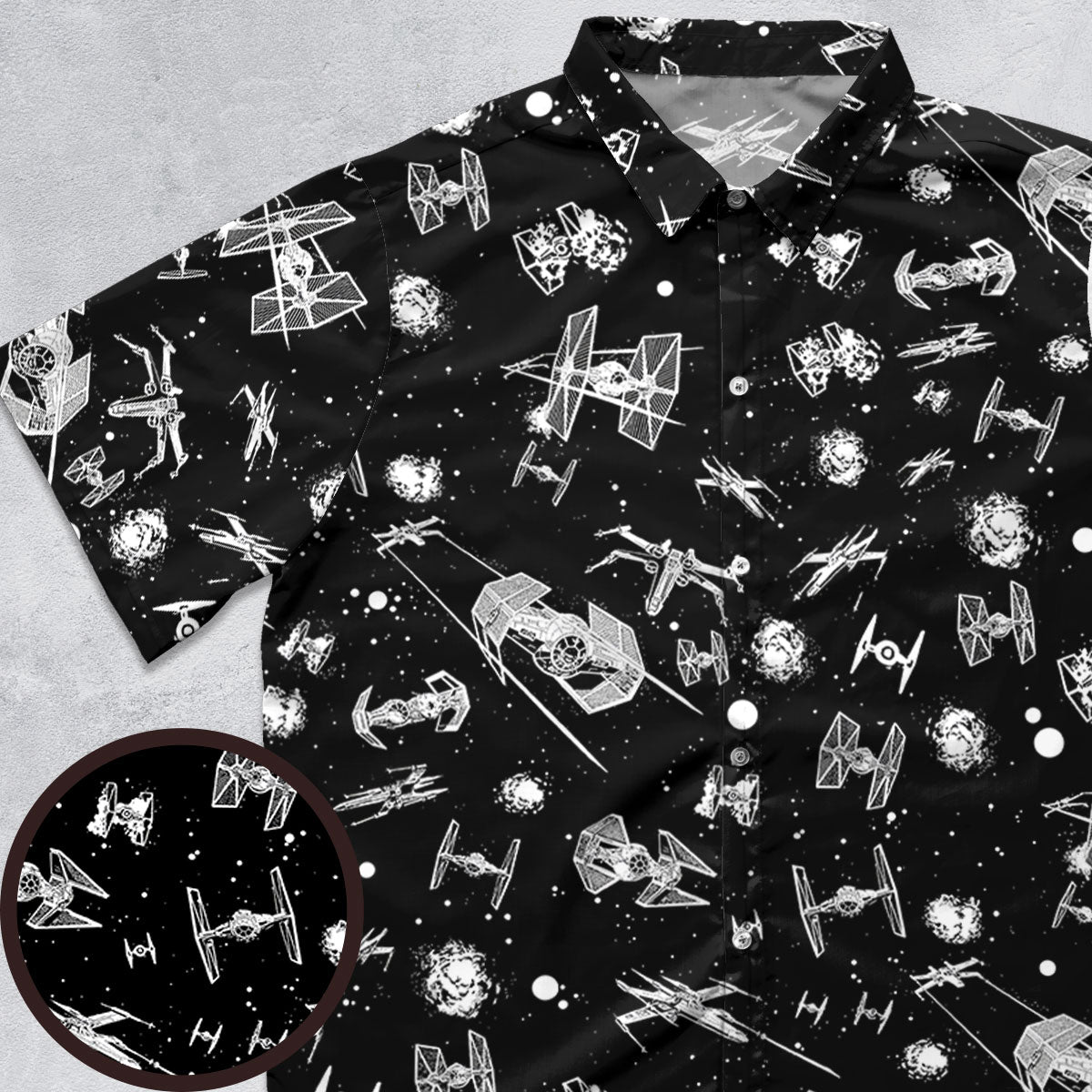 Space Ship Battle Star Wars Button Down Shirt
