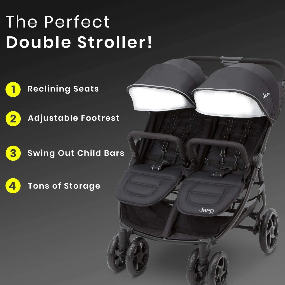 Jeep Destination Ultralight Side x Side Double Stroller, 80 Pounds Total - Destination