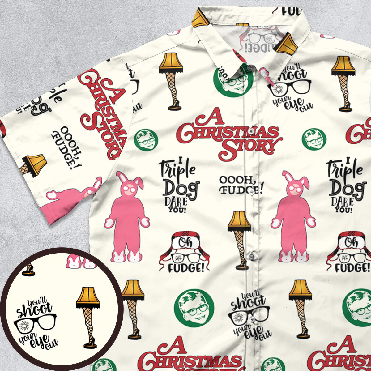 A Christmas Story Pattern Button Down Shirt