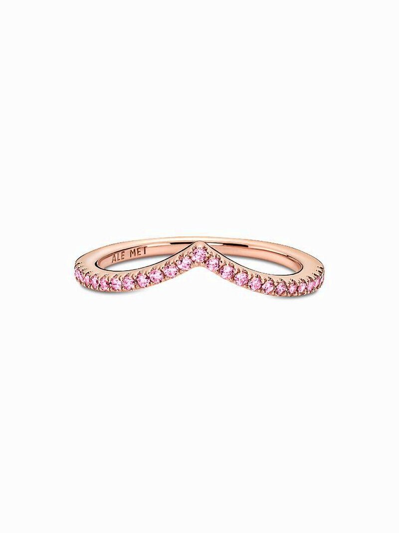 Rose Gold-Plated Pink Wishbone Ring