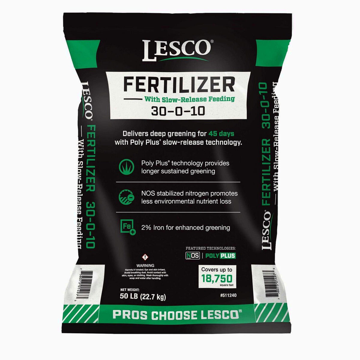 Lesco All-Purpose Lawn Fertilizer 30-0-10, 18750 Sq Ft - 2759162