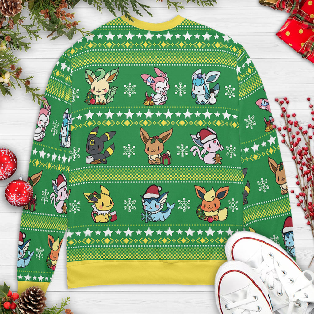 Eevee Merry Christmas Pokemon Ugly Christmas Sweatshirt