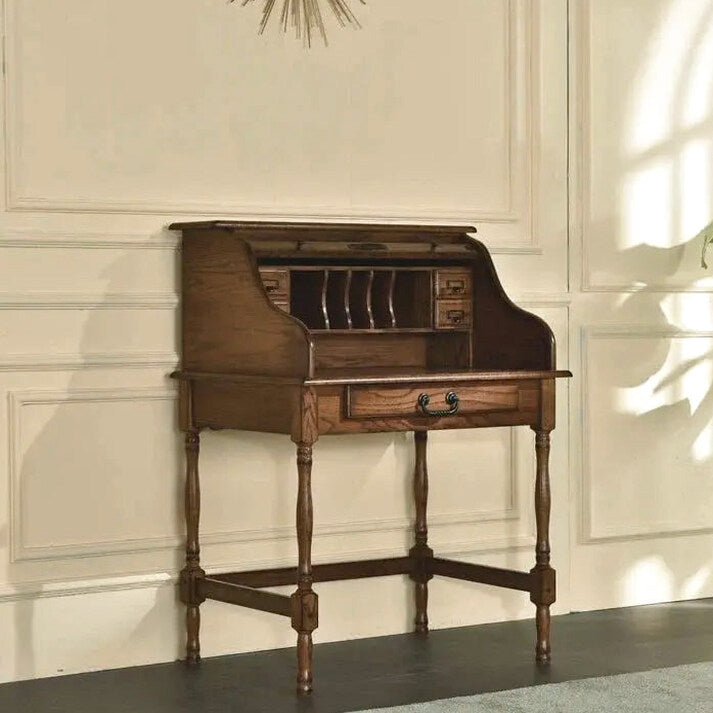 32in Mini Roll-Top Desk With Integrated USB Charging Port