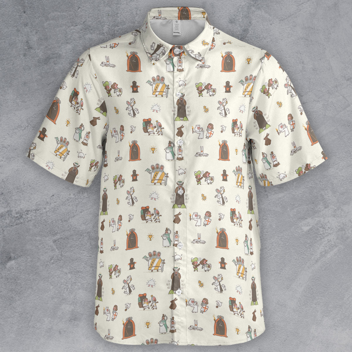 The Holy Grail Pattern Monty Python Button Down Button Down Shirt
