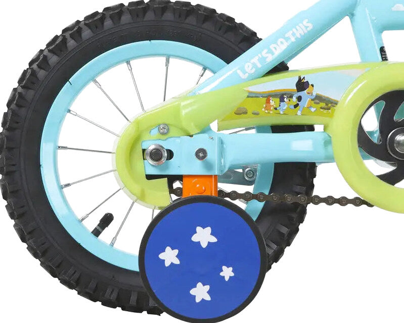 Bluey 12-Inch Kids' BMX Bike With Steel Frame, Coaster Brake, Training Wheels And Plush Carry Bag - Ages 3-5