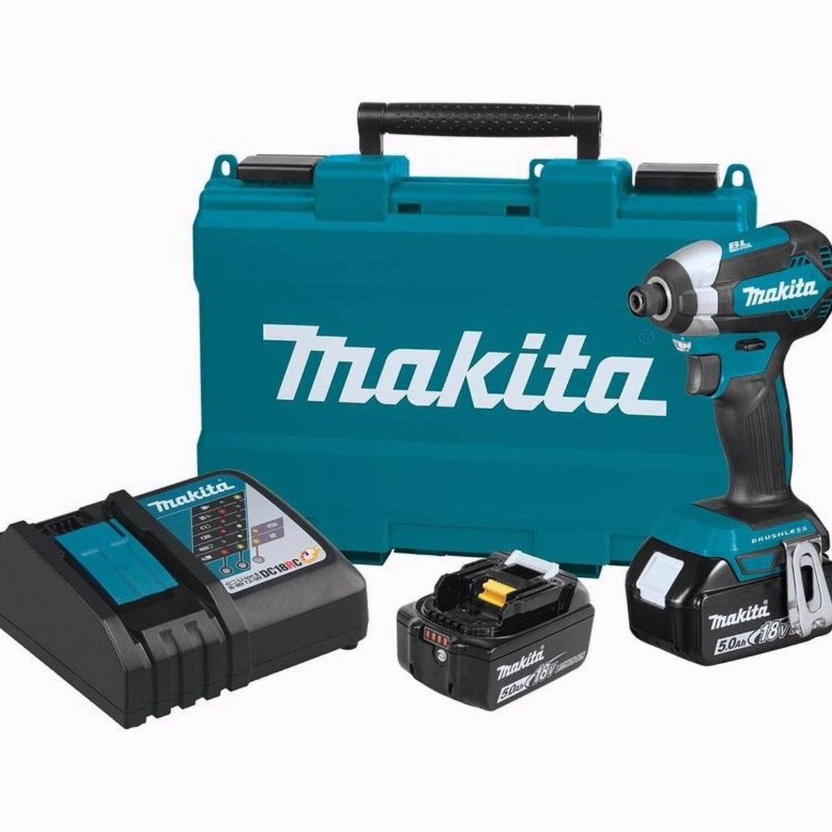 18V Brushless 1/4 Inch Cordless Impact Driver Kit With 5 Ah Battery, Charger And Tool Case