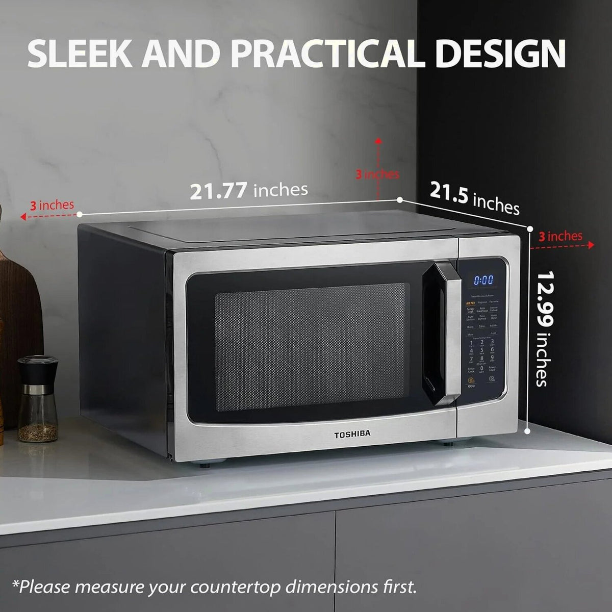 TOSHIBA 4-in-1 Countertop Microwave Oven, 1.5 Cu Ft, 1000W, Silver - ML-EC42P(SS)