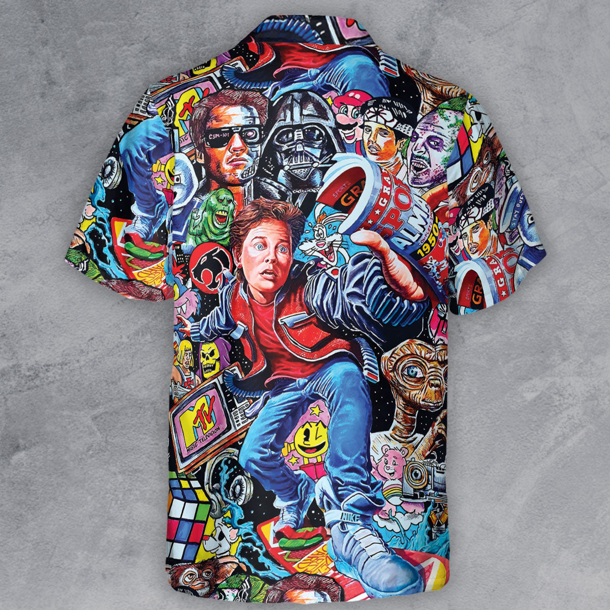 Back To The 80s Pop Culture 80s Movies Characters Button Down Shirt