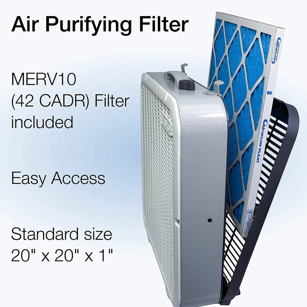 Lasko Air Flex 2-in-1 20-Inch Box Fan And Air Purifier, 3 Speeds, White - FF305