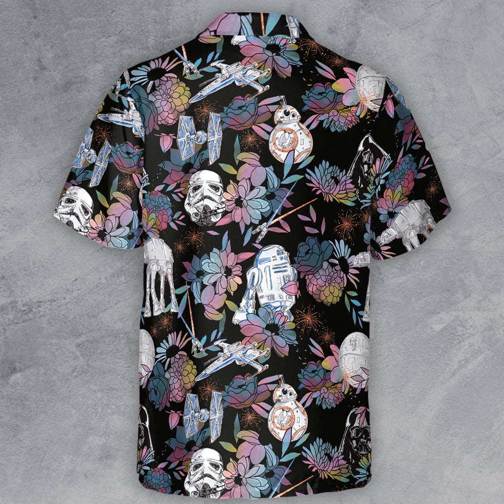 Floral Wars Dark Side Star Wars Pattern Button Down Shirt