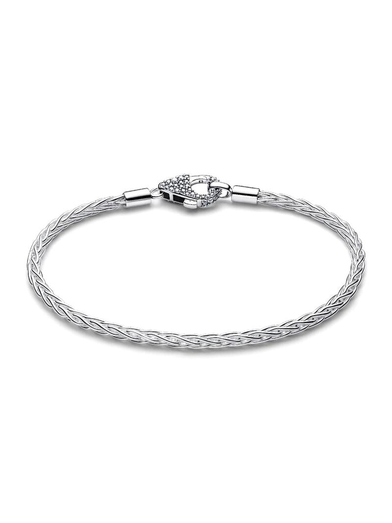 Pavé Clasp Double Foxtail Charm Bracelet