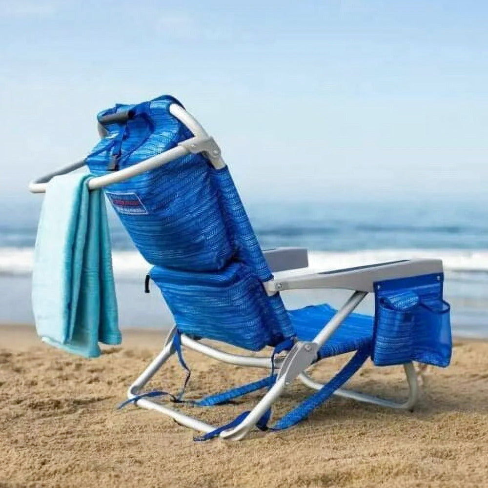 Tommy Bahama Backpack Beach Chairs, Blue, 2 Pack - 300 lb Capacity