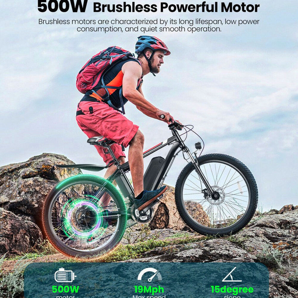 Gocio Adult Electric Mountain Bike 26 inch 500W 48V 7.8AH
