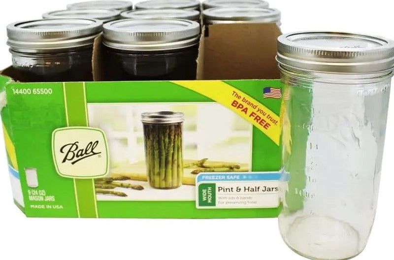 Ball Wide Mouth Glass Mason Jars 24 Oz 9 Pack - 65500