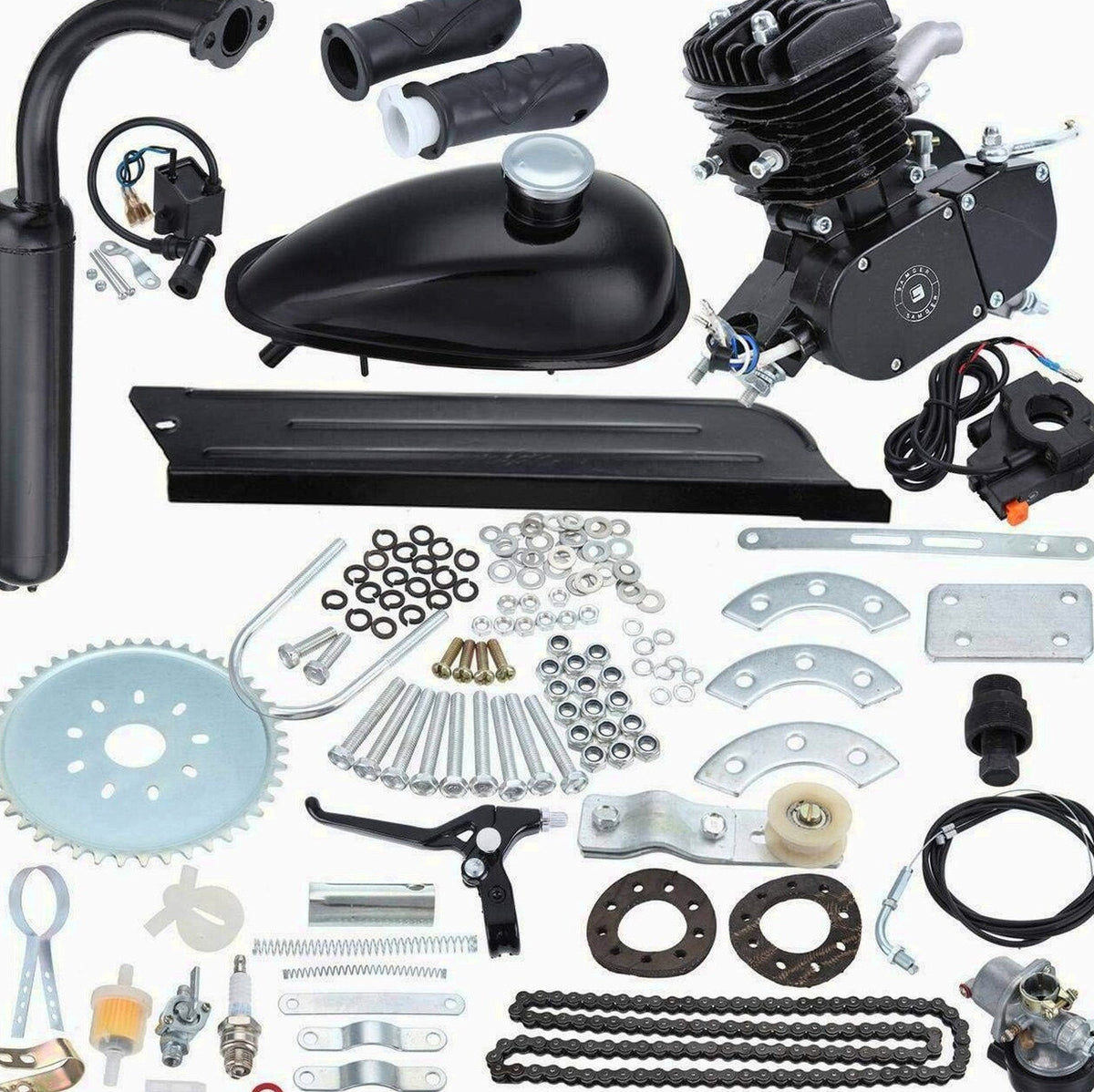 Sange 50cc 2-Stroke Petrol Motor Conversion Kit For 26 Inch And 28 Inch Bikes - Black, Air-Cooled