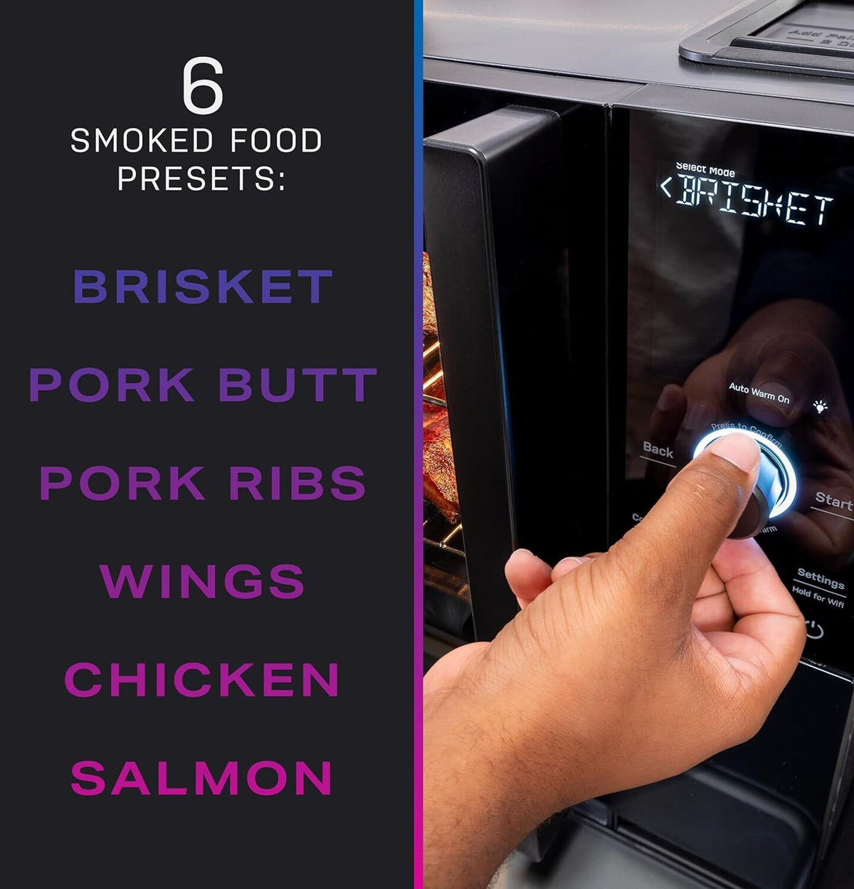 GE Profile Smart Indoor Pellet Smoker With Active Smoke Filtration, 5 Smoke Settings, WiFi Connected - Black
