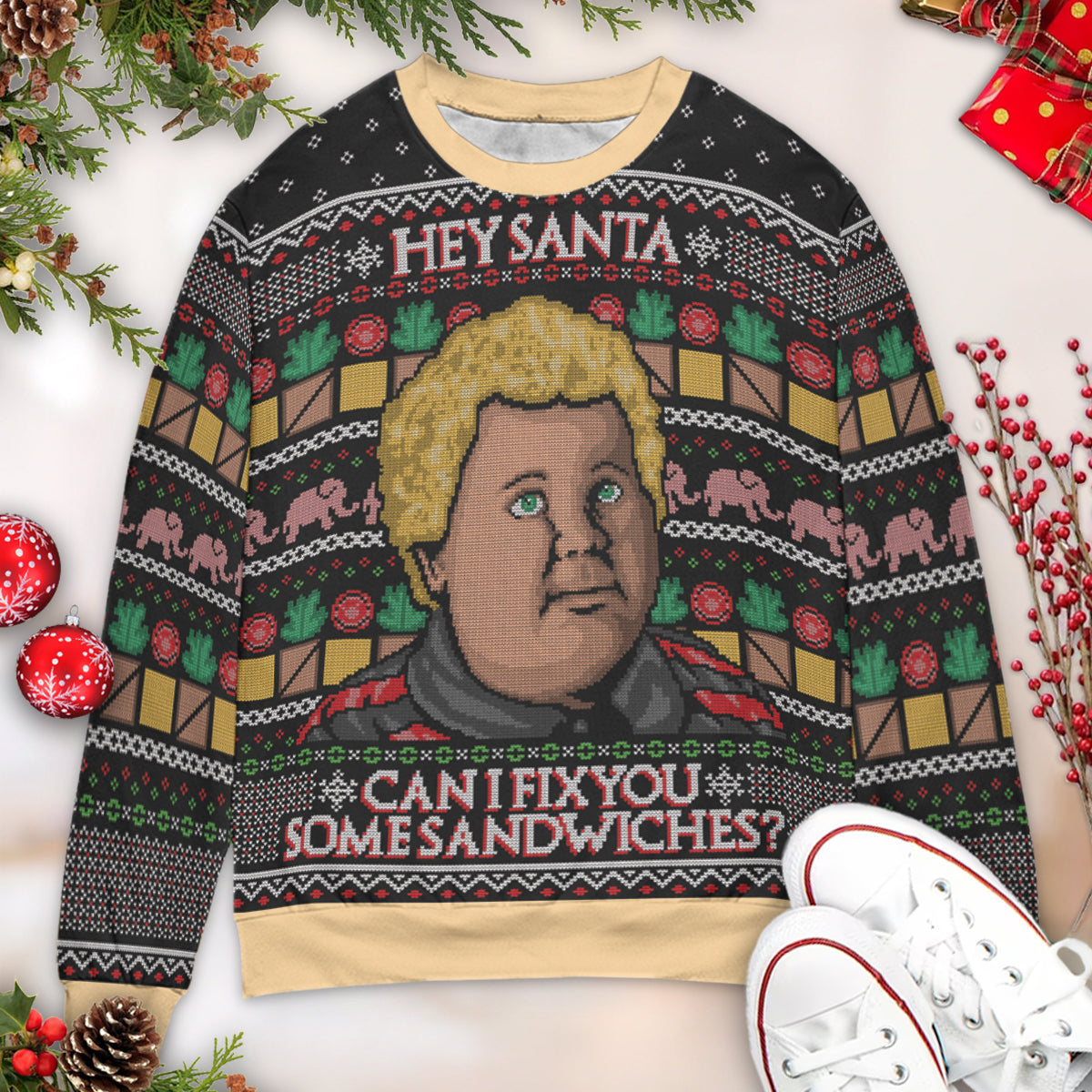 Hey Santa Can I Fix You Some Sandwiches Bad Santa Ugly Christmas Sweatshirt