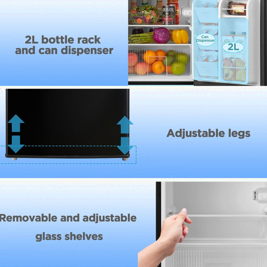Arctic King Two-Door Mini Fridge With Freezer, 3.2 Cu. Ft., Stainless Steel