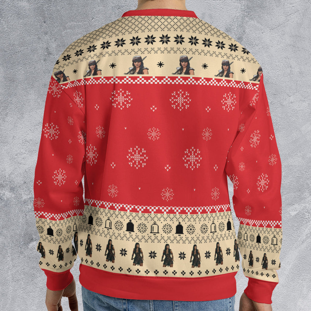 Sleigh Them All Xena Ugly Christmas Sweatshirt