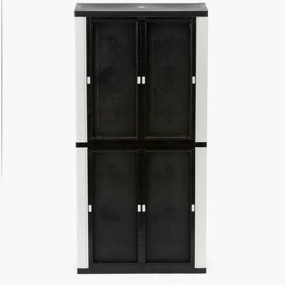 HDX Gray Plastic Freestanding Garage Cabinet With Adjustable Shelves And Lockable Doors, 35in W X 71in H X 18in D
