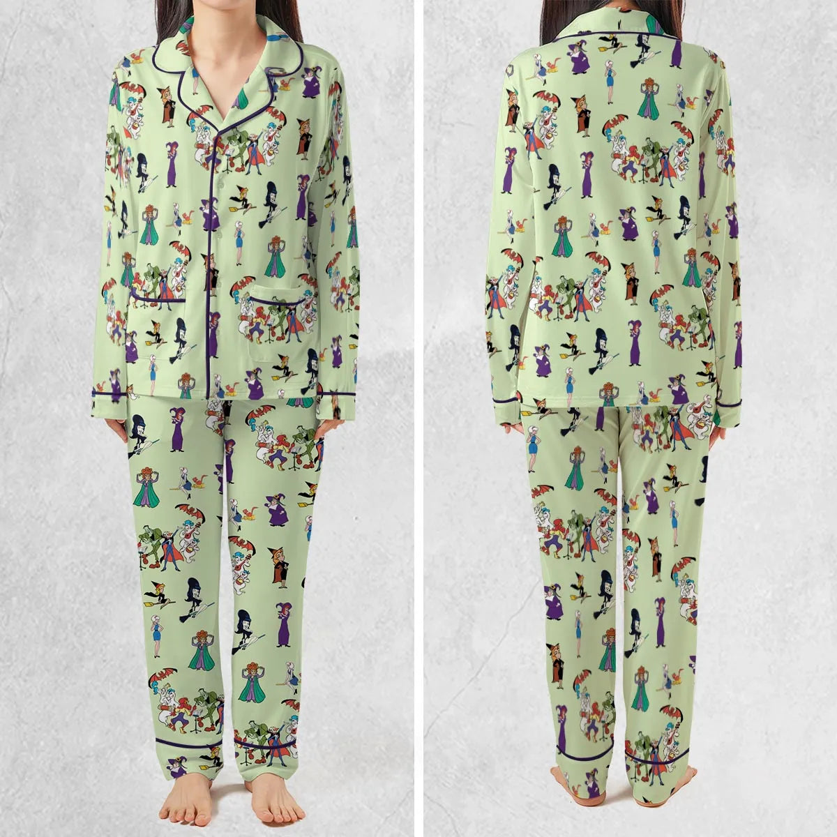 Witches Cartoon Characters Pajamas Set