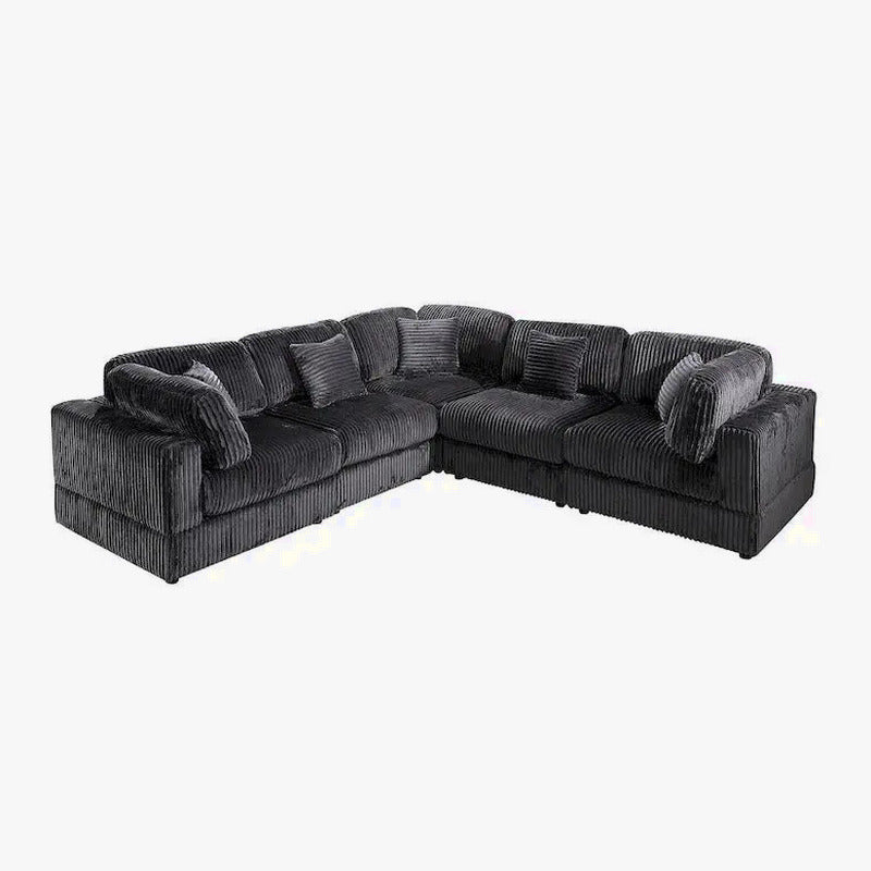 Modular L-Shaped Sectional Sofa, 6-Piece Corduroy Upholstered Configuration