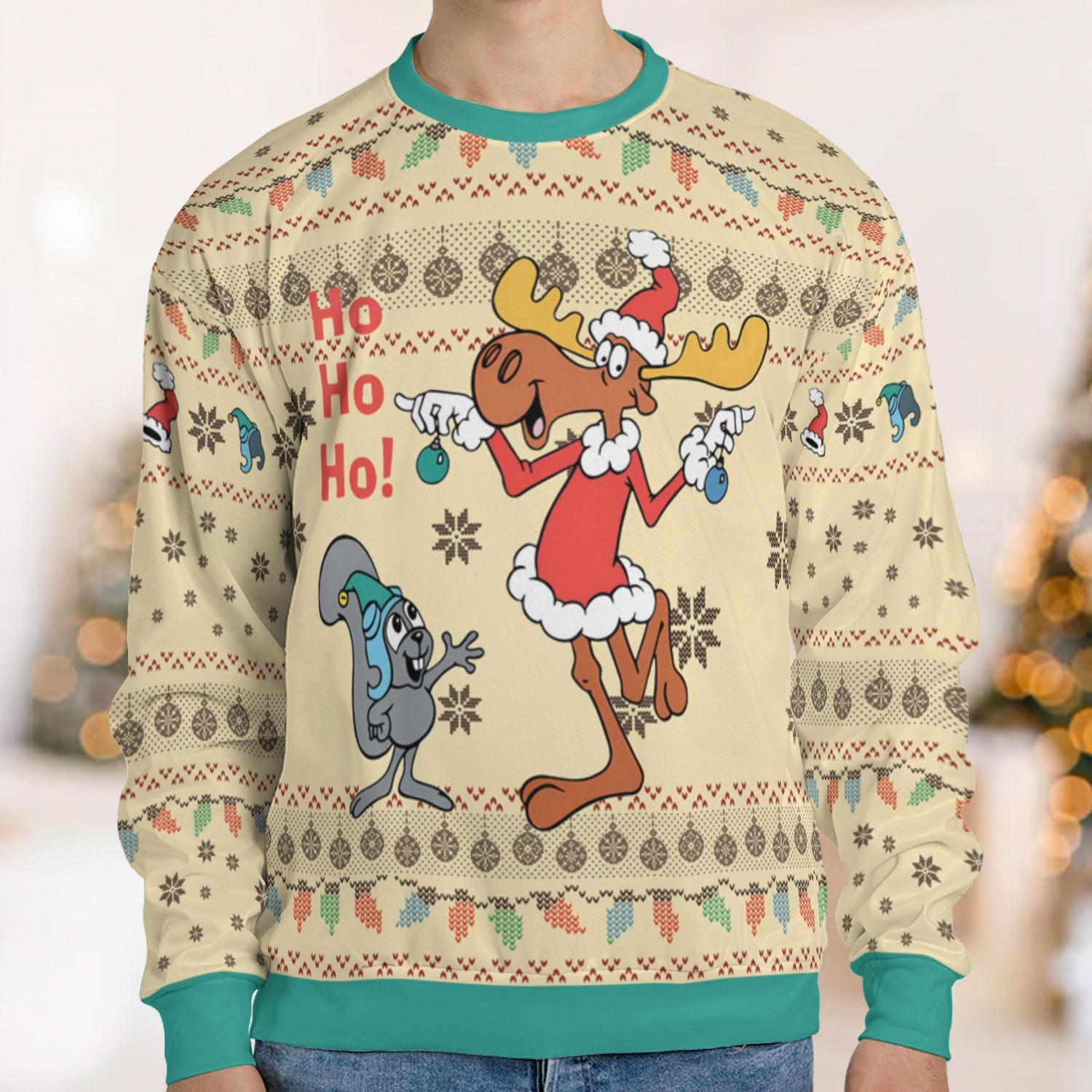 Rocky Santa With Baubles Ugly Christmas Sweatshirt