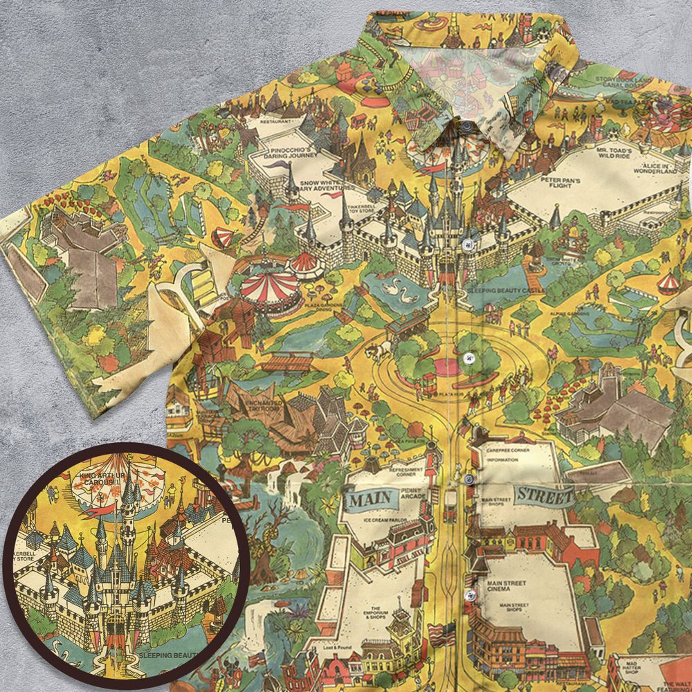 Disneyland Vintage Map- 80s 90s Button Down Shirt