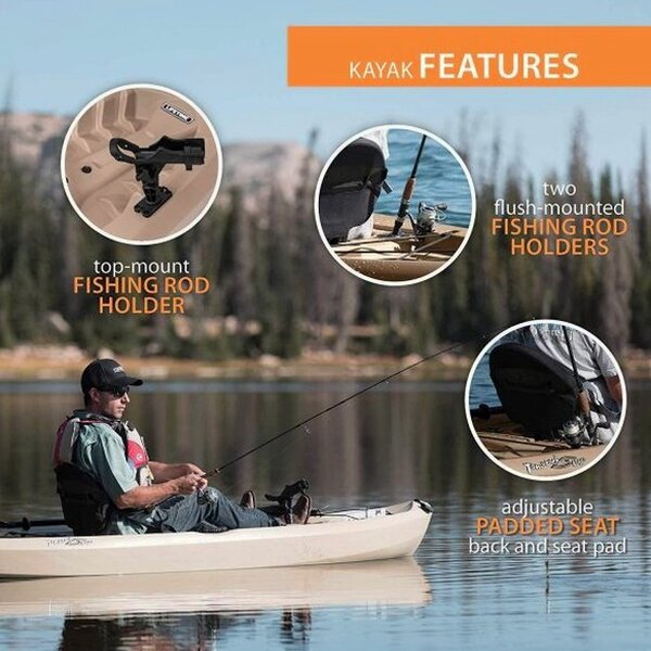 Lifetime Fishing Kayak 10ft 2-Pack With Paddles, UV-Protected HDPE, Tan - Tamarack Angler 100