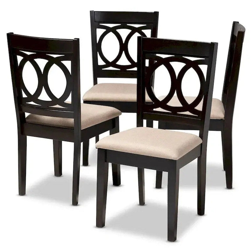 Contemporary 4-Piece Dining Chair Set With Fabric Upholstery - Espresso Brown