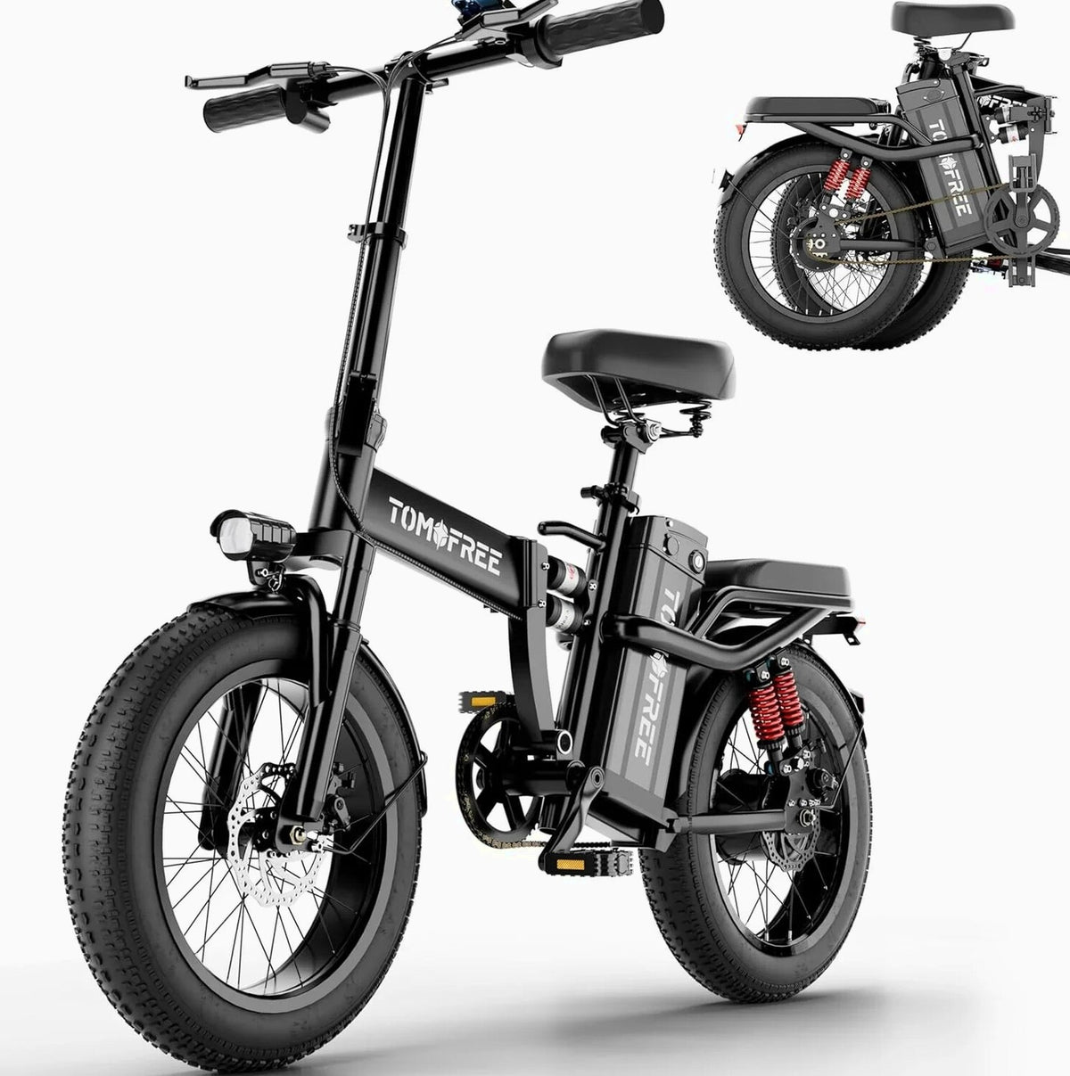 Tomofree Folding Electric Bike For Adults, 1200W, 48V 20Ah, 16 x 3in Tire, 330lbs, Black - T1