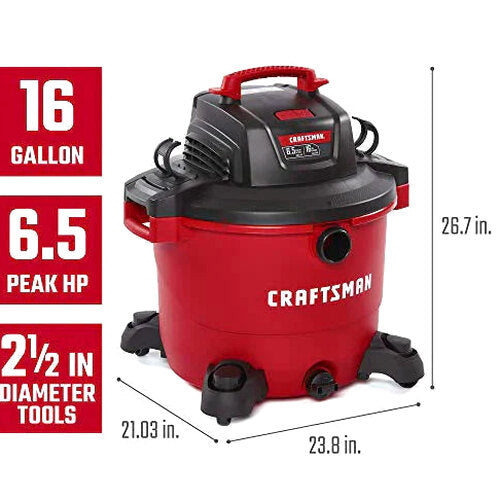 Craftsman 16 Gallon 6.5 Peak HP Wet/Dry Vac, Red - CMXEVBE17595