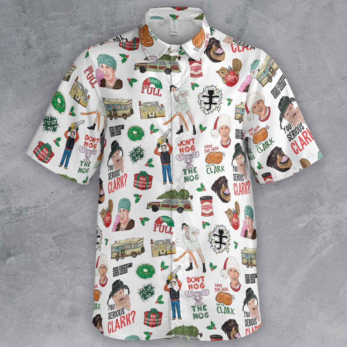 National Lampoon's Christmas Vacation Pattern Button Down Shirt