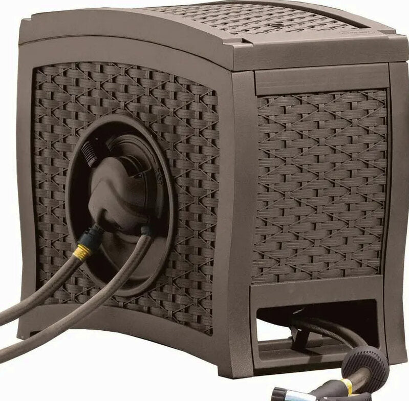 Suncast Aquawinder 125 Water-Powered Wicker Hose Reel - Java