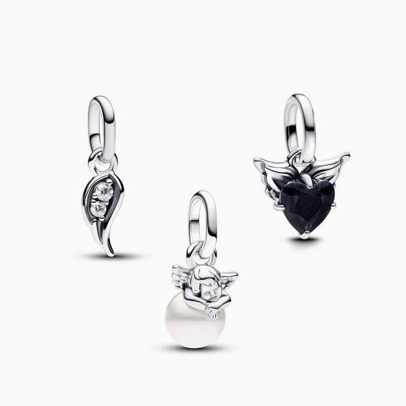Winged Heart and Pearl Charm Trio