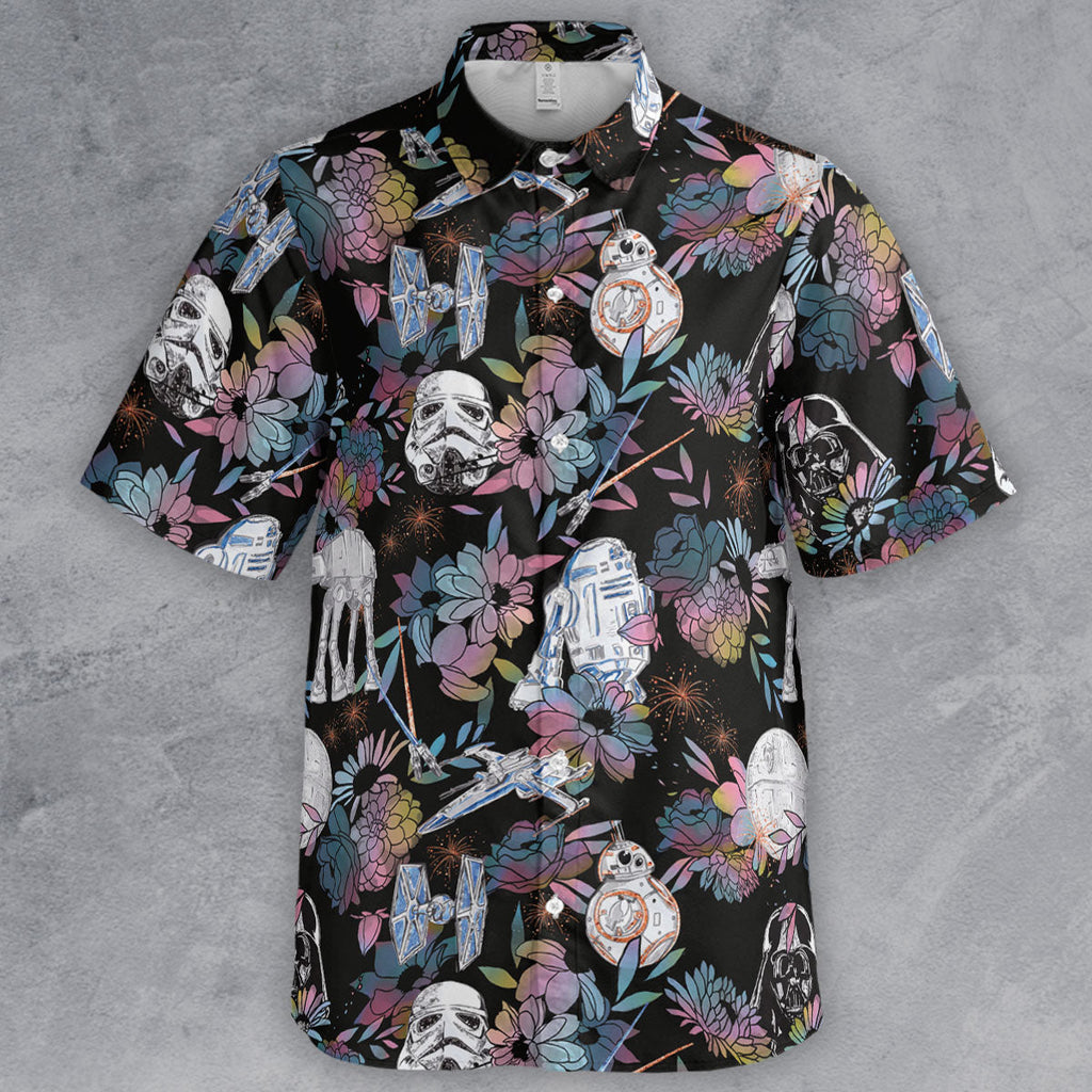Floral Wars Dark Side Star Wars Pattern Button Down Shirt
