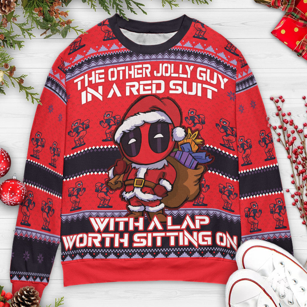 Other Jolly Guy in a red suit Deadpool Santa Ugly Christmas Sweatshirt