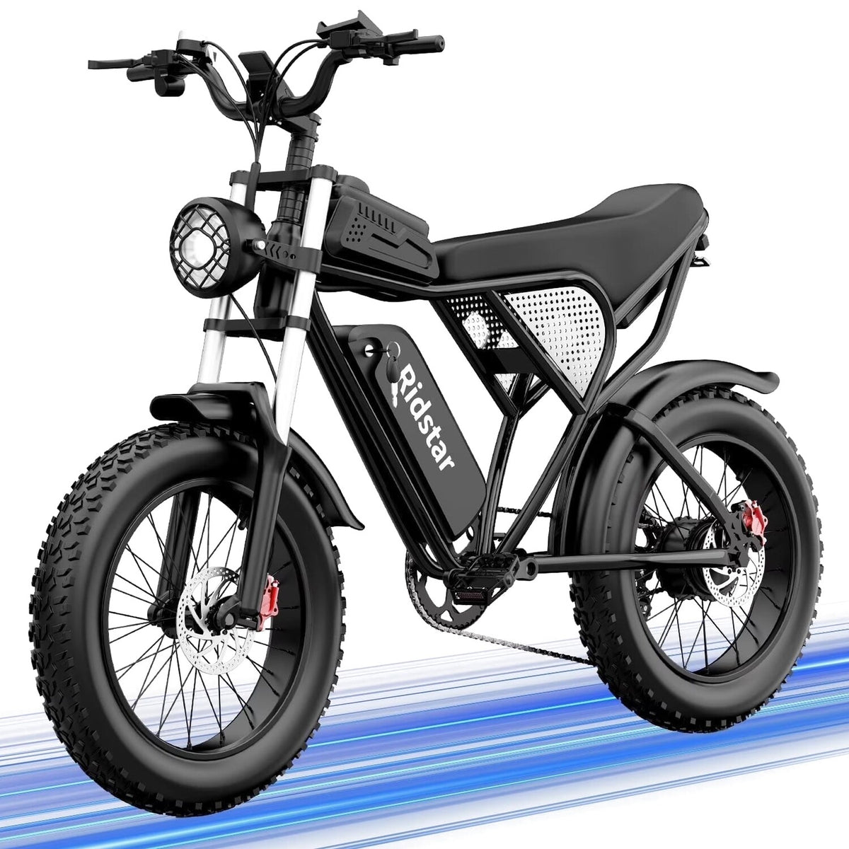 1500W Electric Mountain Bike 48V 20Ah, 20 inch Fat Tires, Shimano 7-Speed, Full Suspension - q20-1500w