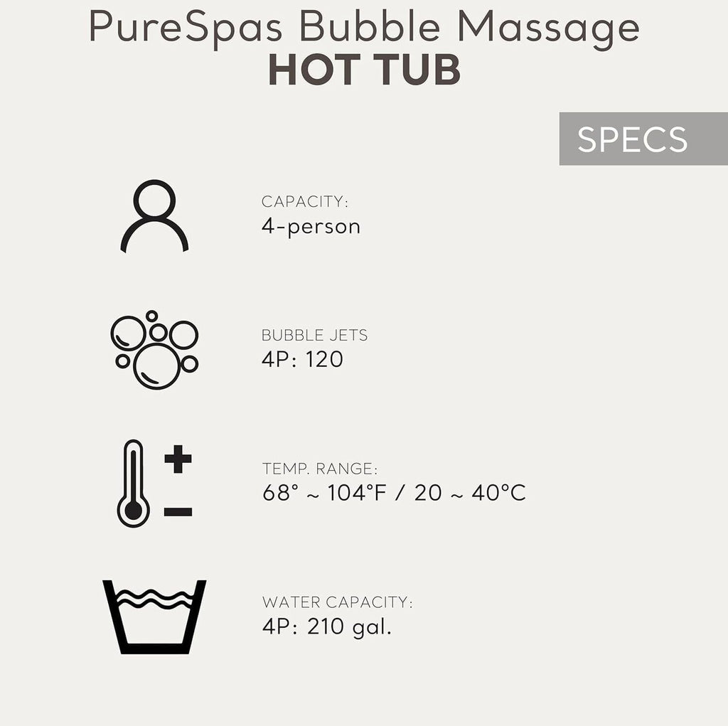 INTEX PureSpa Bubble Massage Spa Set, 4 Person, 77in x 28in - 28425EH