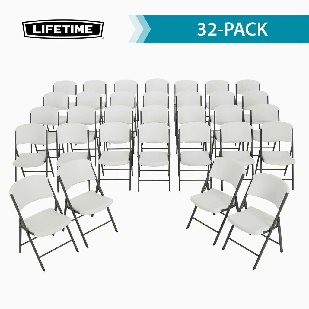 Lifetime 4 8-Foot Rectangle Folding Tables And 32 Chairs Set, White Granite - 80147
