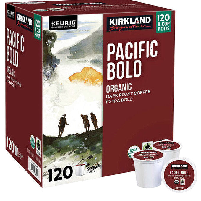 Kirkland Signature Organic Pacific Bold Dark Roast Coffee K-Cup Pods, 120-Count