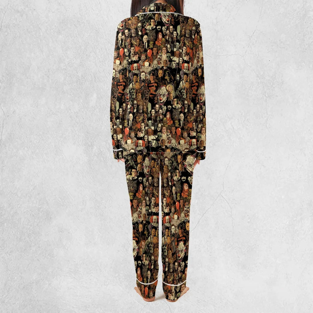 Horror Movie Characters Halloween Pattern Pajamas Set