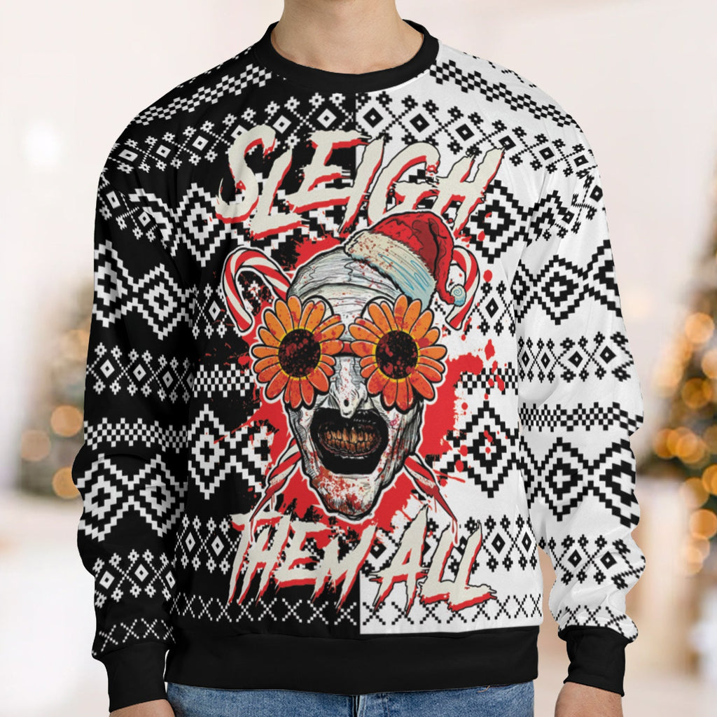 Sleigh Them All Terrifier Ugly Christmas Sweatshirt