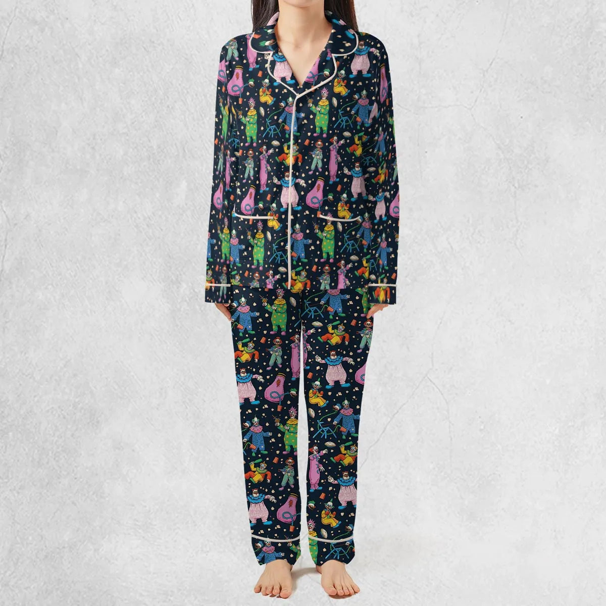 Clowns Popcorn Killer Klowns from Outer Space Pattern Pajamas Set
