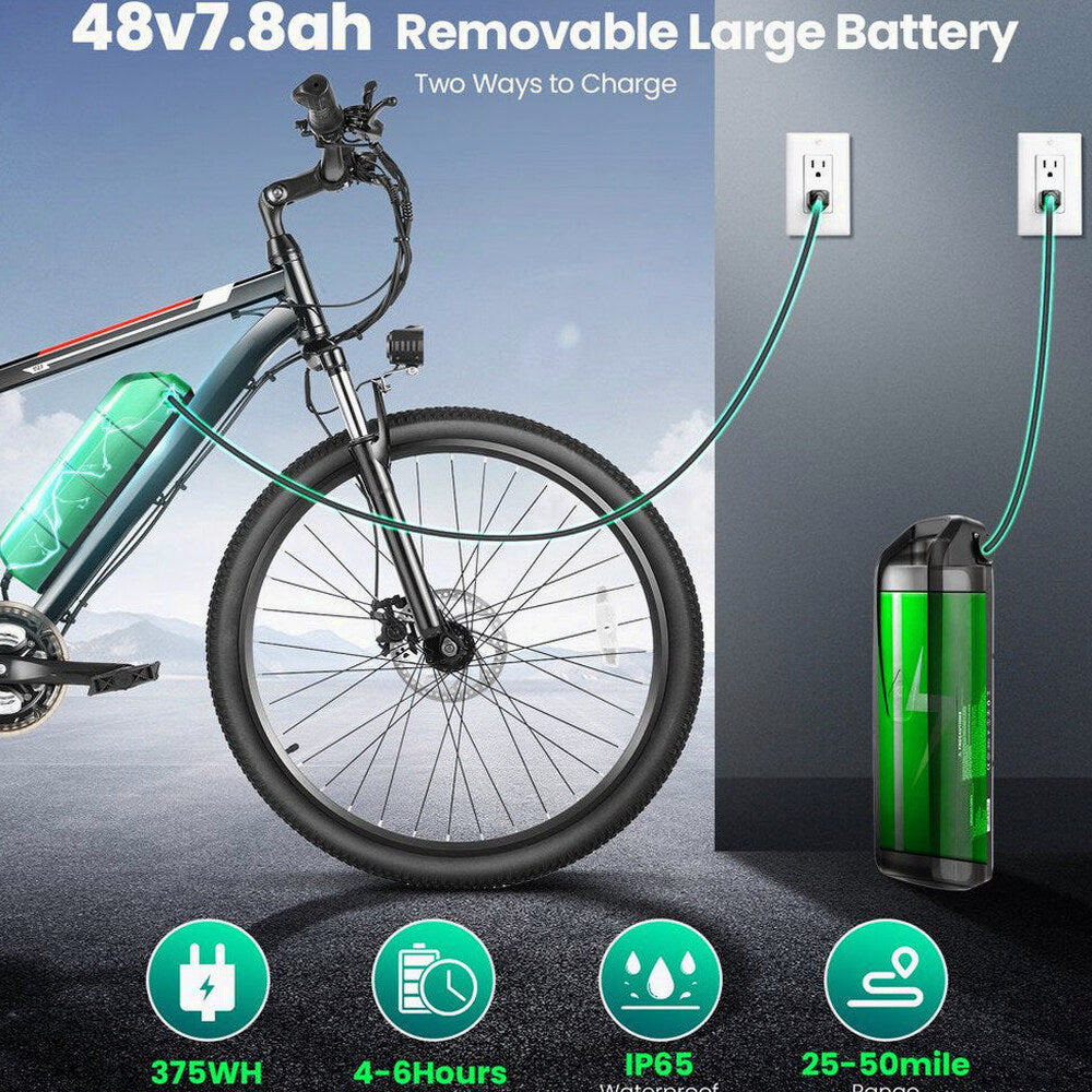 Gocio Adult Electric Mountain Bike 26 inch 500W 48V 7.8AH