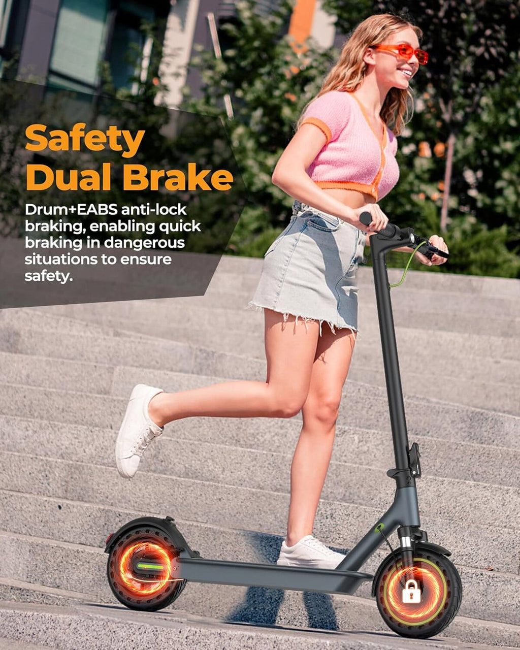 Roinside Electric Scooter, 8.5 in Solid Tires, 350W, 19 MPH, 21-23 Miles - UP12 Plus