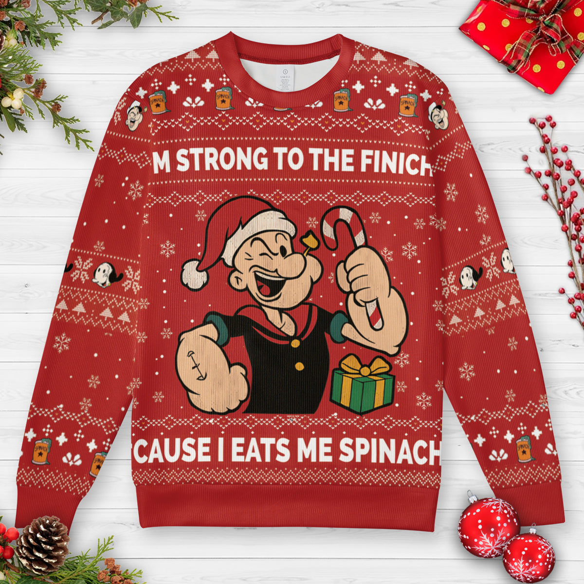 Strong To The Christmas Finich Ugly Christmas Sweatshirt